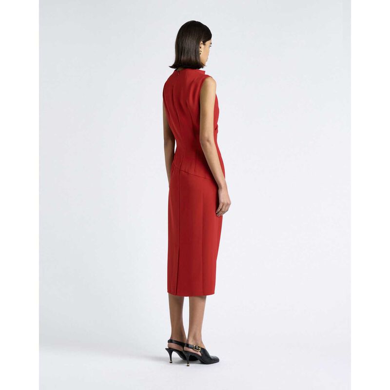 Cue Cherry Crepe Draped Midi Dress image number 1